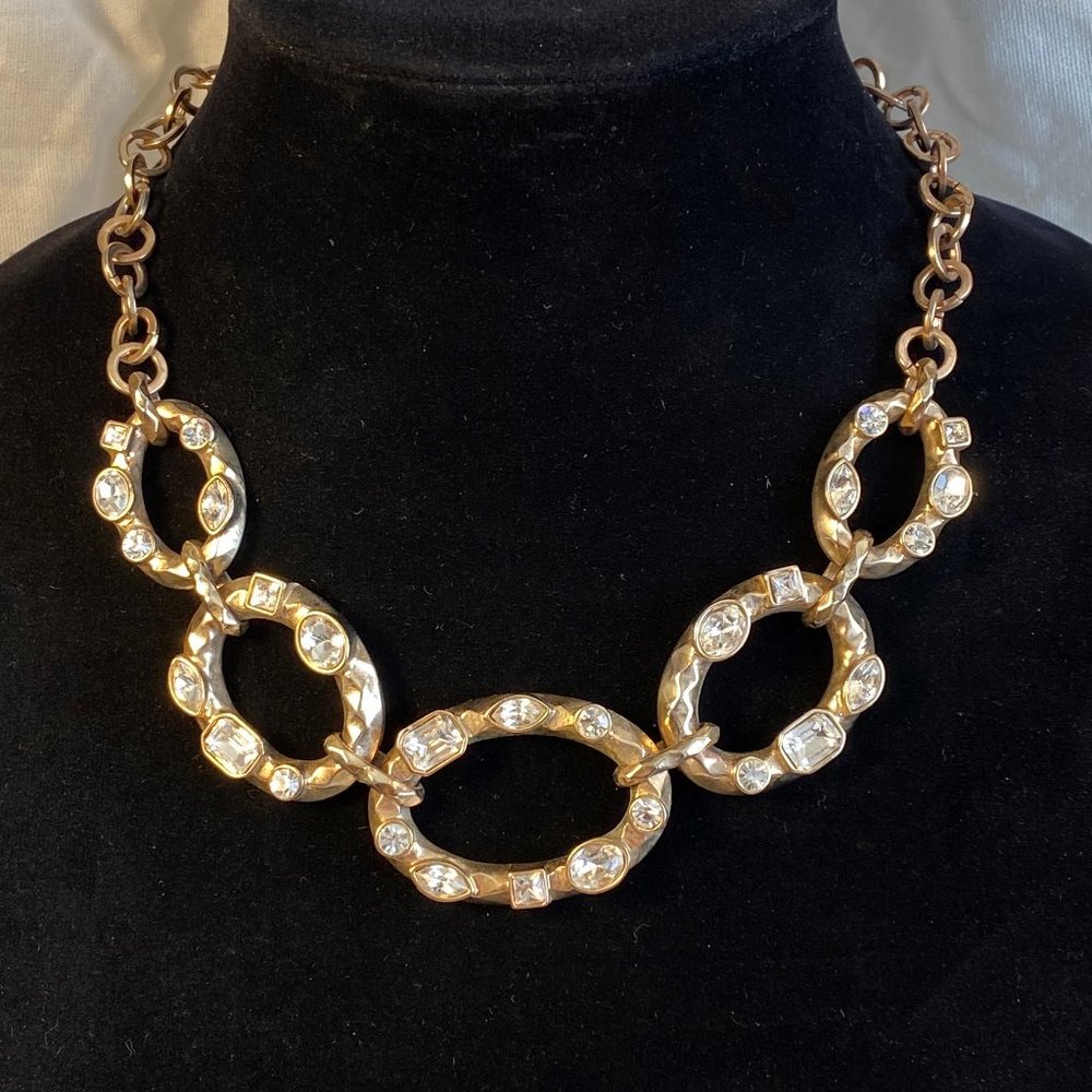 Vintage Graziano Gold & Crystal Statement Necklace